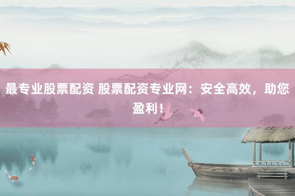 最专业股票配资 股票配资专业网：安全高效，助您盈利！