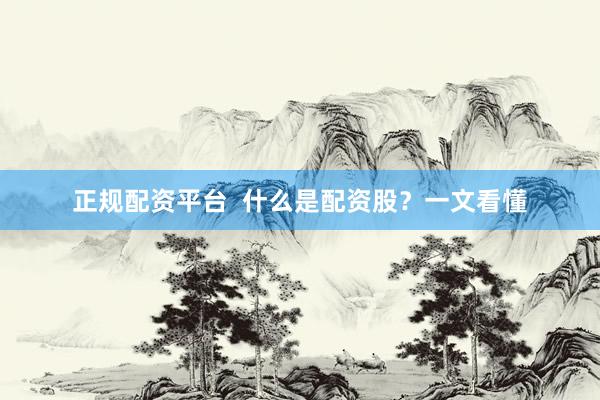 正规配资平台  什么是配资股？一文看懂