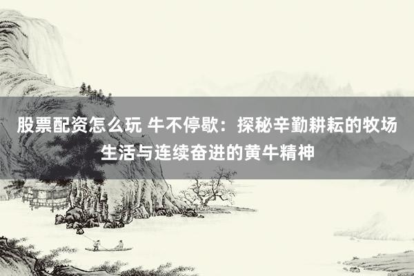 股票配资怎么玩 牛不停歇：探秘辛勤耕耘的牧场生活与连续奋进的黄牛精神