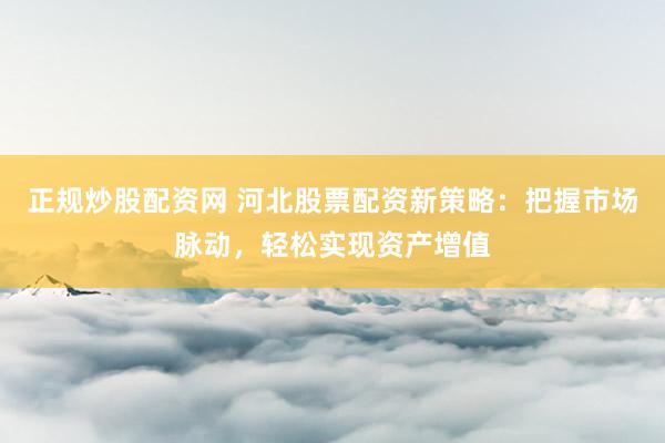 正规炒股配资网 河北股票配资新策略:把握市场脉动,轻松实现资产增值