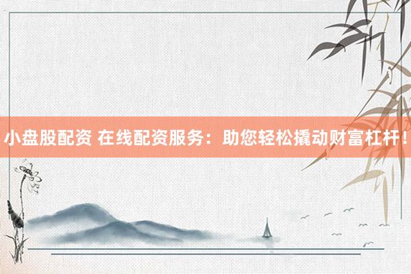 小盘股配资 在线配资服务：助您轻松撬动财富杠杆！